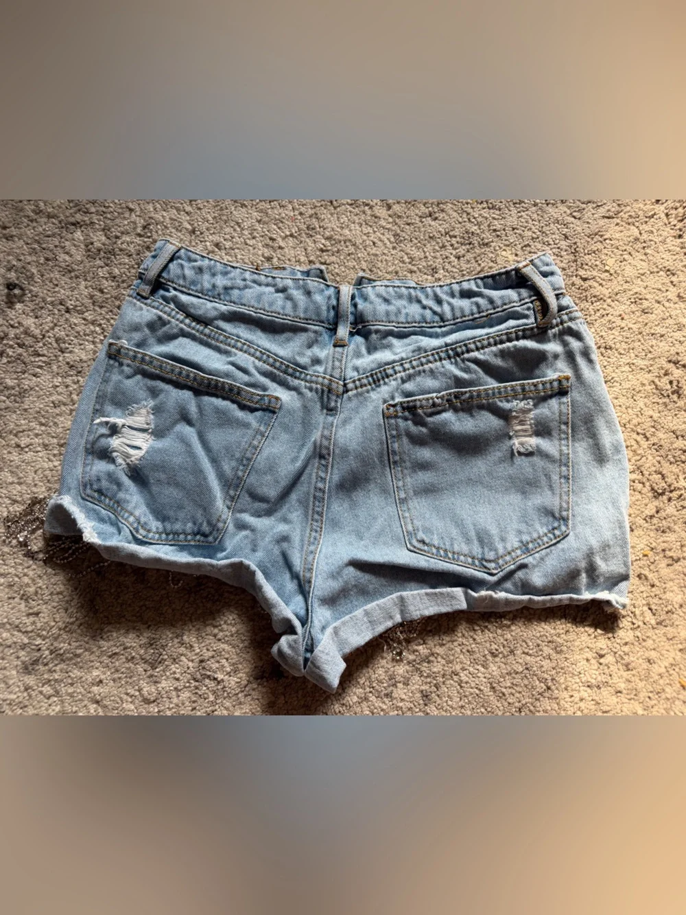 Forever 21 Light Blue Denim Shorts with Fringe Chain Detail